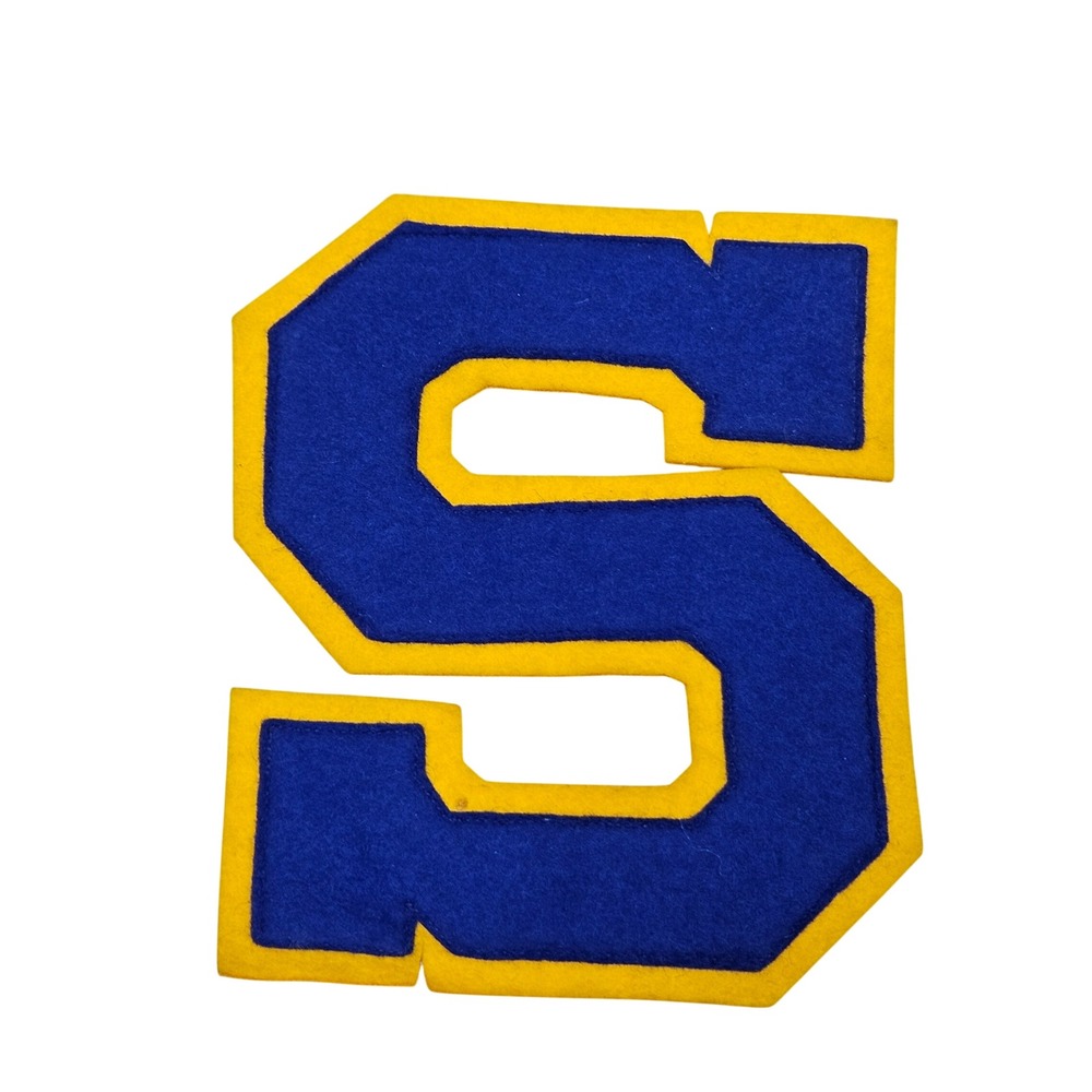 Letterman‎ Patch Vintage OS Blue Yellow S Varsity Collegiate Retro Style